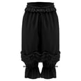 thumbnail image 4 of Aislor Girls Victorian Loose Pantaloons Medieval Solid Color Trousers Ruffled Lace Bloomers Black 6, 4 of 7