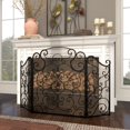 thumbnail image 3 of DecMode Black Traditional Metal 3 Panel Foldable Fireplace Screen with Mesh Netting and Scroll Pattens, 52"W x 35"H, 3 of 12