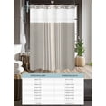 thumbnail image 6 of No Hook Cloth Fabric Shower Curtain with Snap in Liner, Beige Striped Waterproof Shower Curtains Set with See Through Top Window, Grey Geometric Minimalist Modern Artwork Bath Curtains Shower 48"x72", 6 of 6