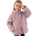 thumbnail image 2 of Kids Winter Jacket Double Zipper Sherpa Fleece Coat Boys Girls Fuzzy Fluffy Overcoat Outerwear with Pockets (9-10 Years, Pink), 2 of 6
