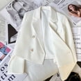 thumbnail image 7 of Gyexs Cropped Trench Coat for Women Pluss Size Lightweight Solid Long Sleeve Blazer Jackets Business Casual Fall Winter Tops, White, Size XL, 7 of 7