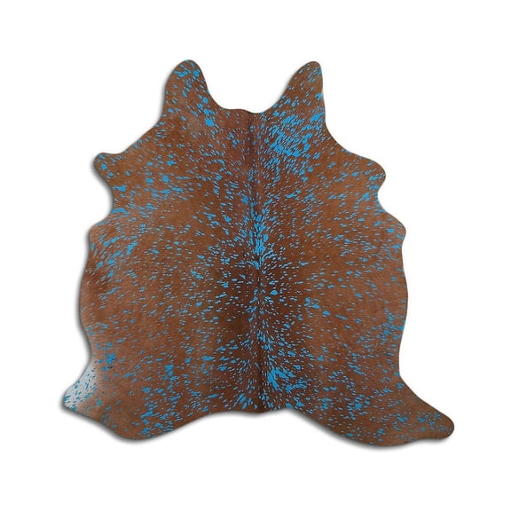 Erogenous cowhide rugs for sale DYED TURQUOISE ON BROWN rug