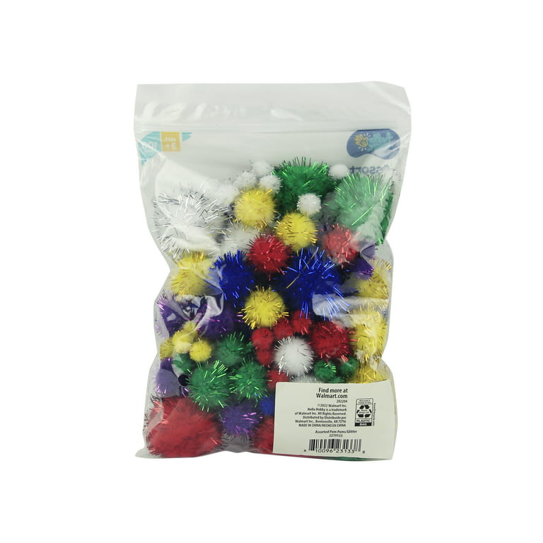 Glitter Pom Poms 1 40-Pack  Sparkling Assorted Colors - Craft Basics -  Craft Basics - The Craft Shop, Inc.