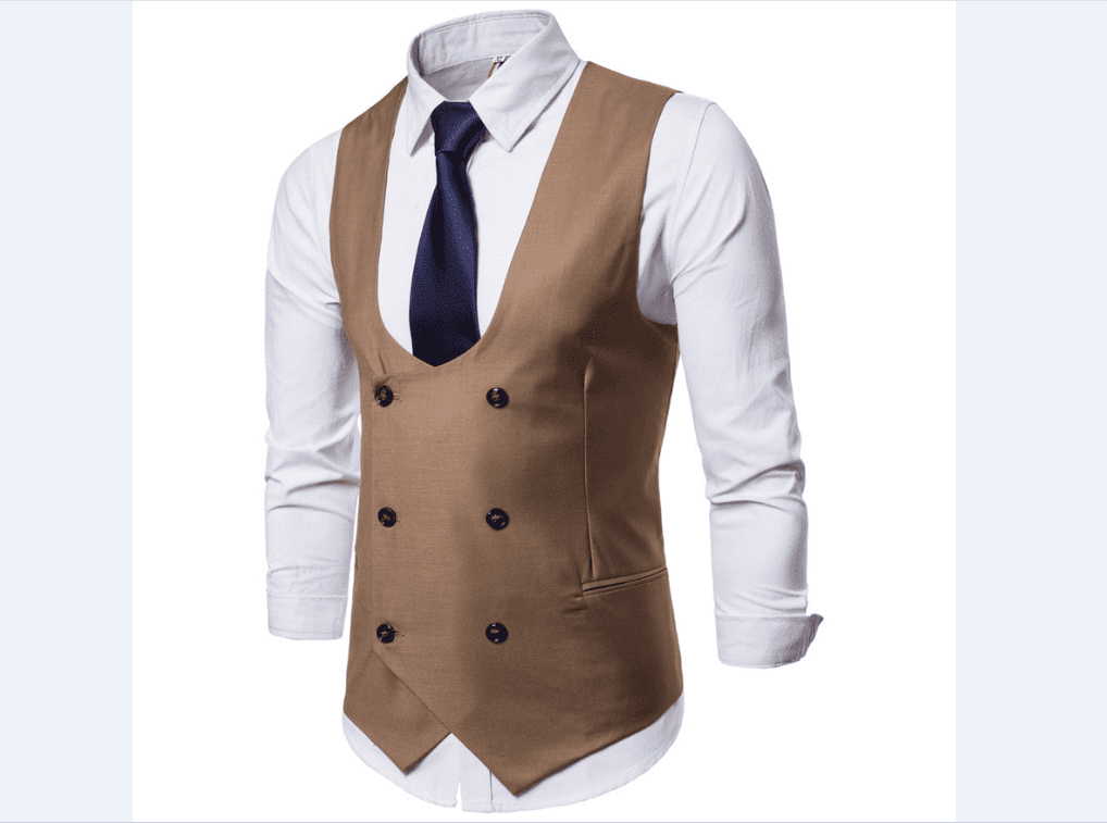Showu Mens Classic Paisley Waistcoat Vest Suit Set Double Breasted Slim Fit Formal Wedding Business Vest 