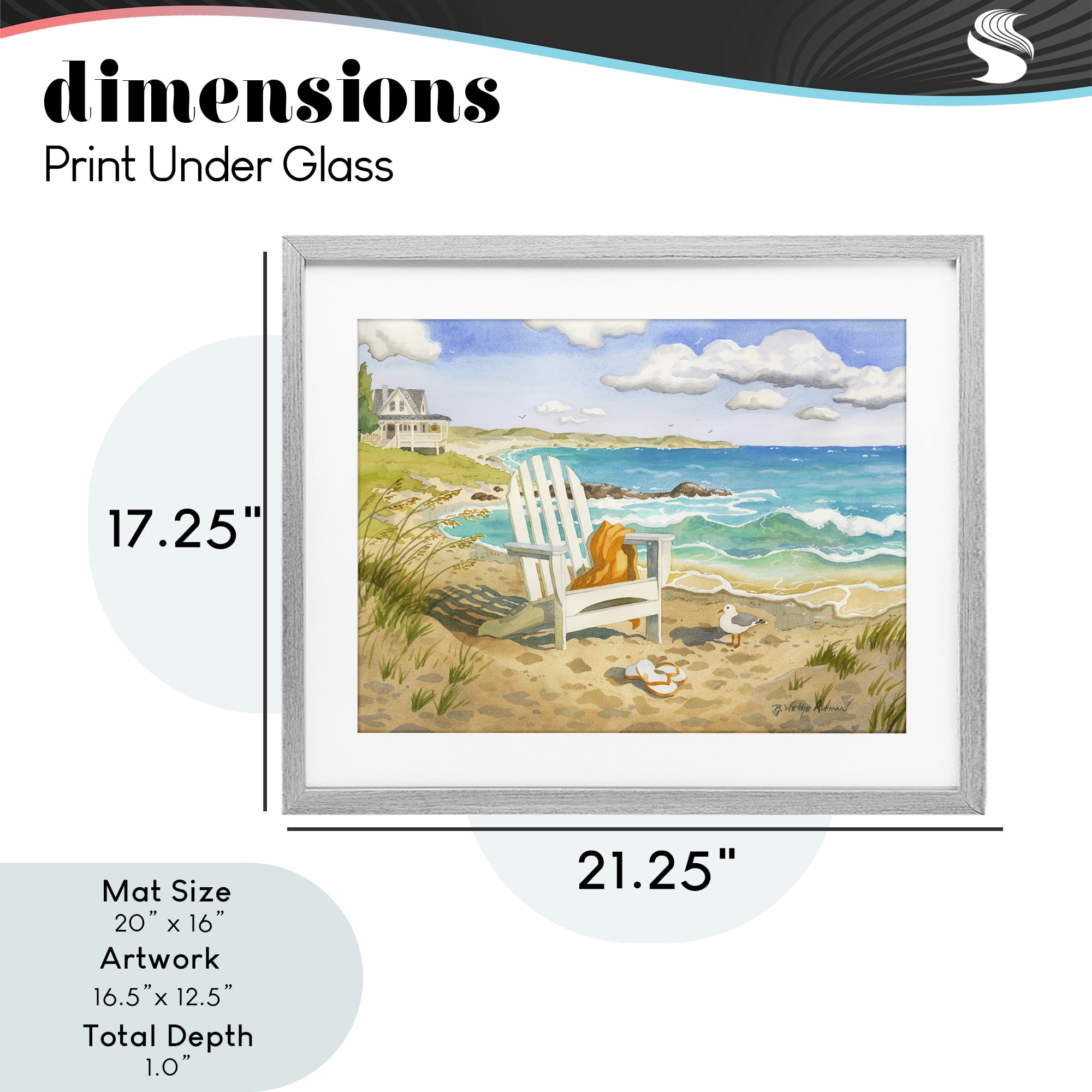 Stupell Industries Waiting For You by Beach Gray Framed Print Under Glass, design by Robin Altman