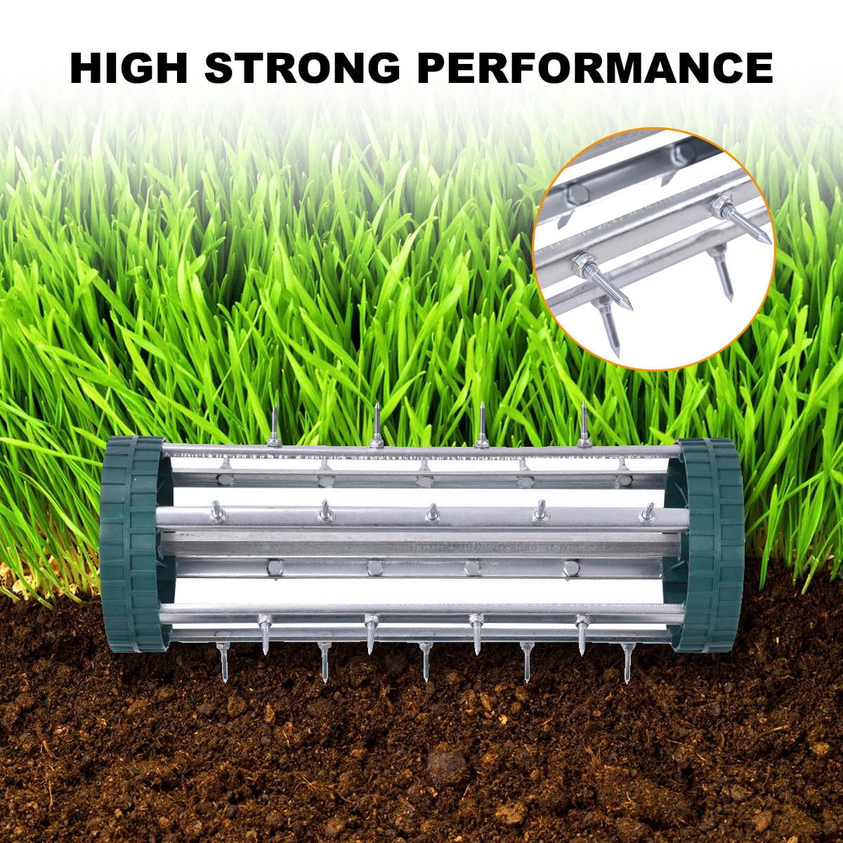 Gymax Rolling Garden Lawn Aerator Roller Home Grass Steel Handle