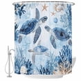 thumbnail image 2 of Blue Beach Coastal Waterproof Fabric Shower Curtain,Coral Nautical Sea Turtle Waterproof Fabric Shower Curtain for Bathroom Curtains Bathtubs Hotel Shower Curtains with 12 Hooks Small 36x72in, 2 of 8