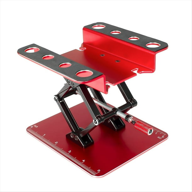 Soporte de Trabajo de Metal para Reparación de Coches RC, Plataforma de Montaje de Ajustable para Coches RC A Escala 1/8, 1/10 y 1/14, Color Rojo.