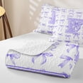 thumbnail image 4 of Manfei Cute Lavender Bow Quilt Full For Girls,Chic Letter F Monogram Full Bedspread Sets For Kids,3-Piece, 4 of 7
