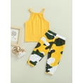 thumbnail image 4 of Blotona Toddler Kids Girls 2 Pieces Outfit Sleeveless Letter Print Sling Tank Tops + Camouflage Trousers Summer Set, 4 of 9