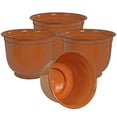 thumbnail image 3 of Sunnydaze Michael 14.5" x 14.5" x 11.25" Round Chestnut Metal Outdoor Planter 4-Count, 3 of 9