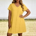 thumbnail image 2 of Vynhevius Plus Size T Shirt Dress for Women V Neck Short Sleeve Casual Mini Dress Textured Loose Summer Dress, 2 of 5