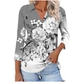 thumbnail image 2 of Aloohaidyvio Blouses for Women 3/4 Sleeve,Women's 3/4 Sleeve V Neck T Shirt Cotton Half Sleeve Blouse Summer Casual Tunic Tops Loose Trendy Basic Tees, 2 of 5