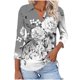 thumbnail image 1 of Camiseta de Solapa de Cuello en V de la Manga Superior de 3/4 de las Mujeres, Uso Diario Cómodo Casual, 1 of 5