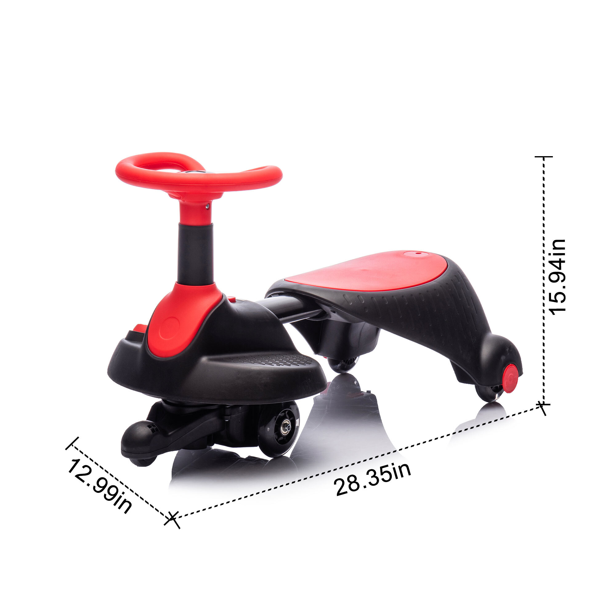 6V Kids Ride On Wiggle Car, Ride on Toys with Flashing & Shock Absorbing PU Wheels, Provide a Speed of 3.11MPH for Kids Aged 3+, Red