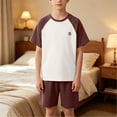 thumbnail image 6 of Amidoa Boys 2 Piece Outfits Summer Clothes Cute Printed T Shirt Graphic Short Sleeves Casual Shorts Kids Clothing Sets Brown Size 10, 6 of 6