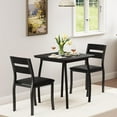 thumbnail image 6 of 3-Piece Farmhouse Kitchen Table Set for 2 with 2 Upholstered Chairs, Square Metal Frame Dining Set for Small Spaces, 6 of 9