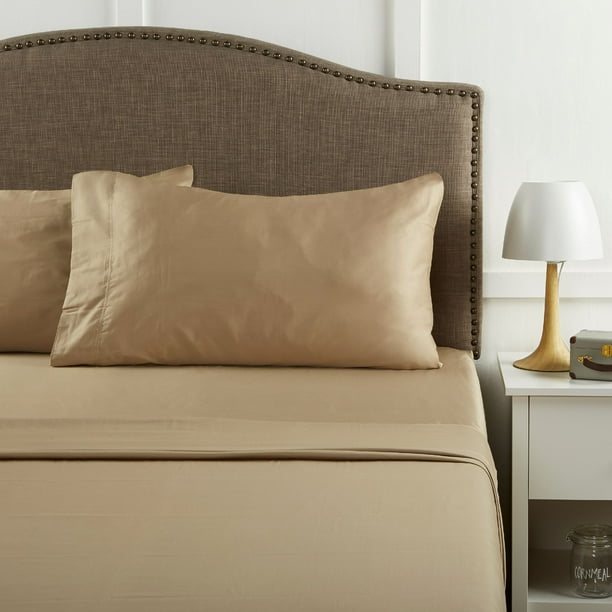 Better Homes & Gardens 300 Thread Count 100 Cotton Wrinkle Resistant Sheet Set, King Brown