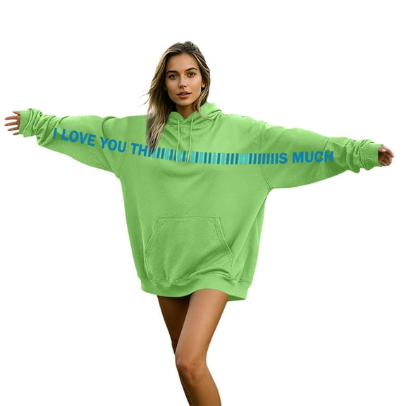 Personalized I Love You Thiiiis Much Hoodies for Couple Long Sleeve Pullover Tops Color: Green Size: M