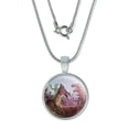 thumbnail image 1 of Jurassic Gumby Riding Dinosaur T-Rex 0.75" Pendant with Sterling Silver Plated Chain, 1 of 4