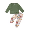 thumbnail image 1 of Baby Girls Long Sleeve Solid Color Waffle Pullover Tops+Long Pants Flower Printed, 1 of 10