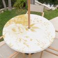 thumbnail image 6 of Round Outdoor Tablecloth with Umbrella Hole and Zipper, Yellow Floral Art Fitted Table Cover with Elastic Edge for 36-44 Inch, Watercolor Botanical Spring Flowers Waterproof Patio Tablecoths, 6 of 9