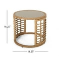 thumbnail image 4 of GDF Studio Achill Outdoor Modern Boho Wicker Side Table with Glass Top, Light Brown, 4 of 9