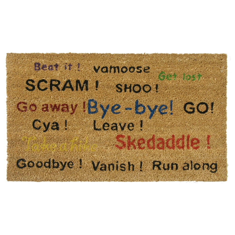 Rubber-Cal Welcome Go Away Scram Leave Humorous Doormats Coco Mat 18 x 30-Inch Brown 