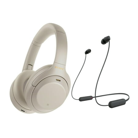 Sony WH-1000XM4 Wireless Noise Canceling Over-Ear Headphones (Silver) Bundle
