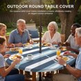thumbnail image 3 of Round Outdoor Tablecloth with Umbrella Hole and Zipper, Blue Striped Tablecloth with Elastic Waterproof, Modern Gradient Abstract Lines Aesthetic Patio Table Covers for 55" - 60" Picnic Pool Tables, 3 of 9