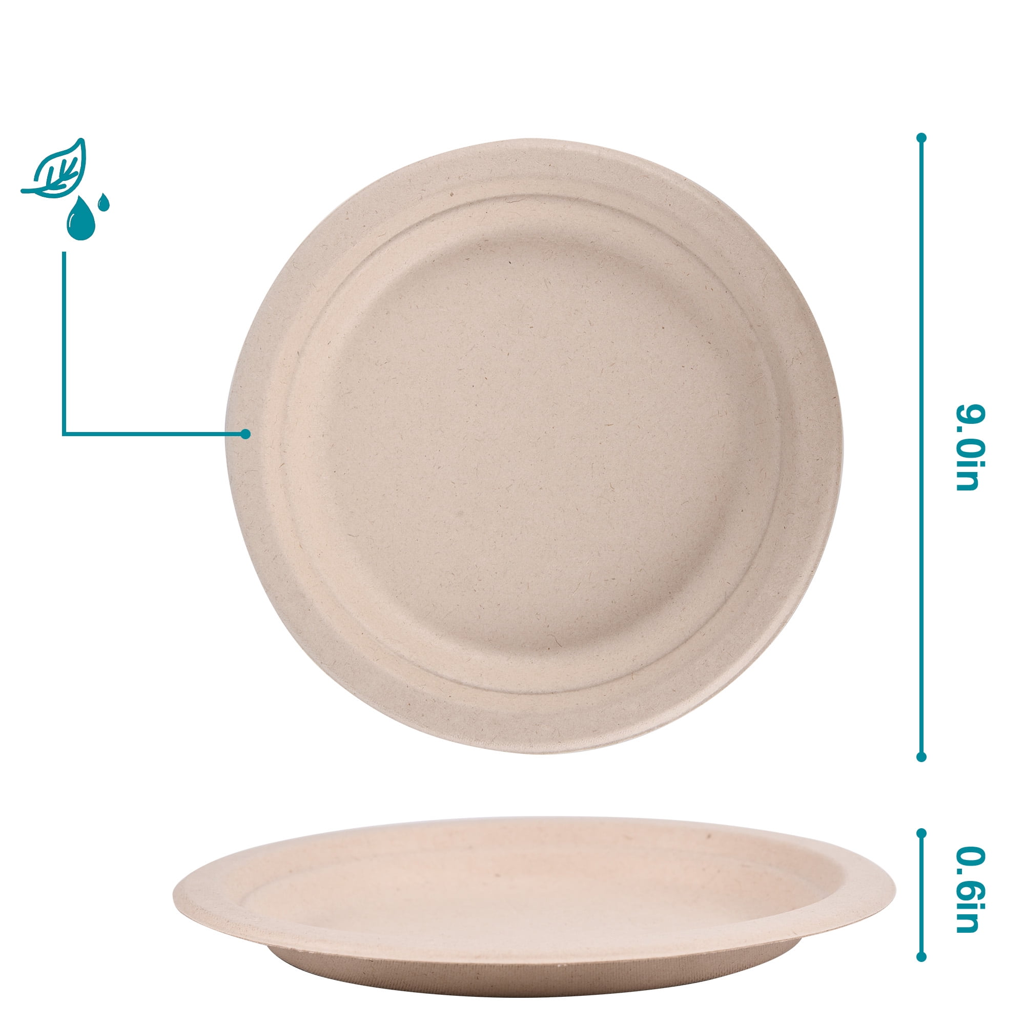 WGCC Paper Plates, 9 Inch Heavy Duty Compostable Disposable Plates, Bulk  Paper Plates Made of Biodegradable Eco-Friendly Bagasse for Party, Wedding