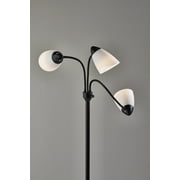 Mainstays Classic 68 Black Finish 3 Head Adjustable Floor Lamp with White Plastic Shades, Young Adult, Adult use.