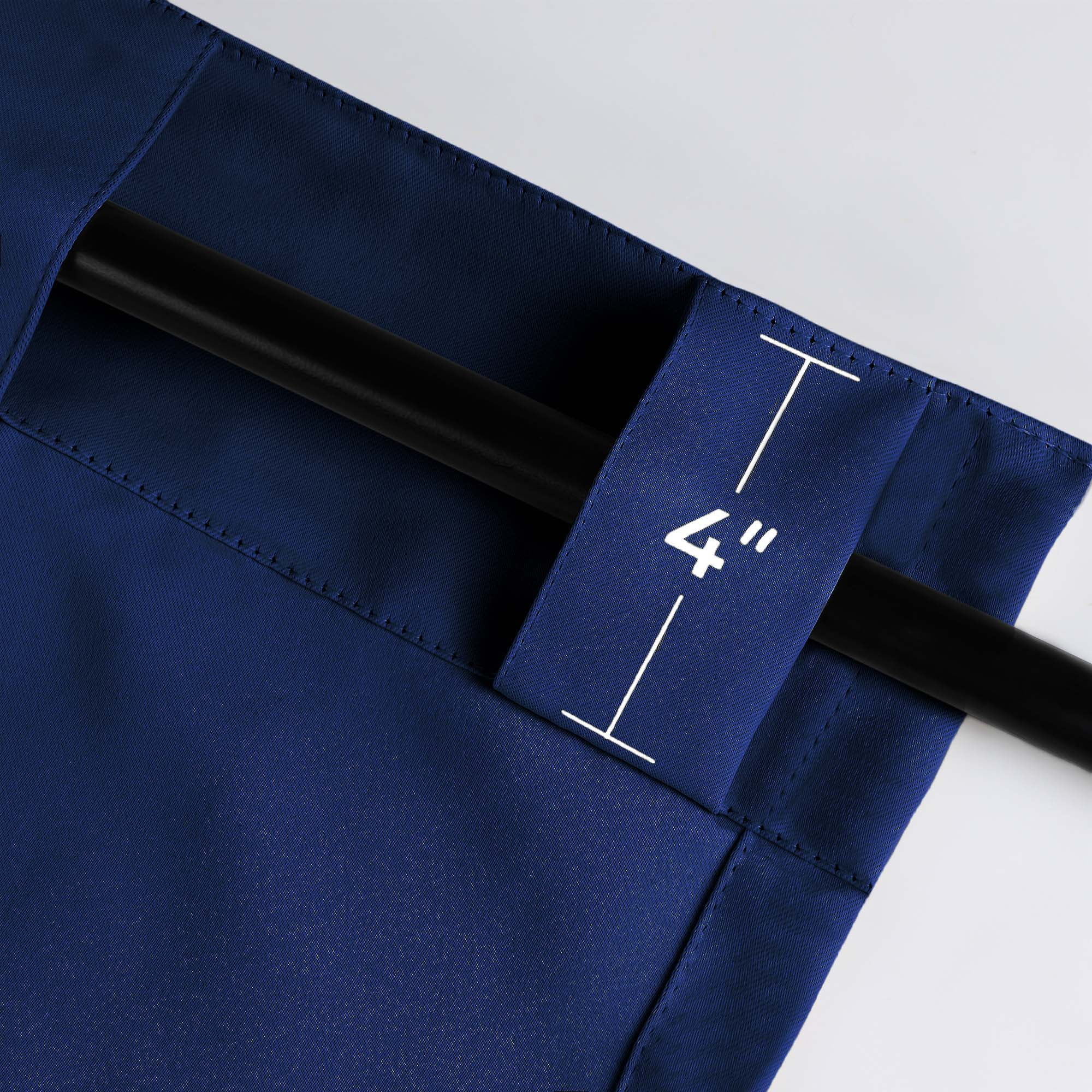 Superior Blackout Solid Light Filtering Back Tab Curtain Panel Set, 42" x 96", Navy Blue