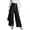 Black, variant on Women's Elegant Asymmetrical Ruffle Wrap Front Button Detail Trousers Summer Solid High Waist Wide Leg Pants for Work office Casual Wear Pink