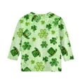 thumbnail image 4 of Pileajo St Patrick's Day Shirts for Kids Summer 3/4 Sleeve Round Neck Tees Boys Girls Shamrock Graphic Printed Tops, 4 of 6