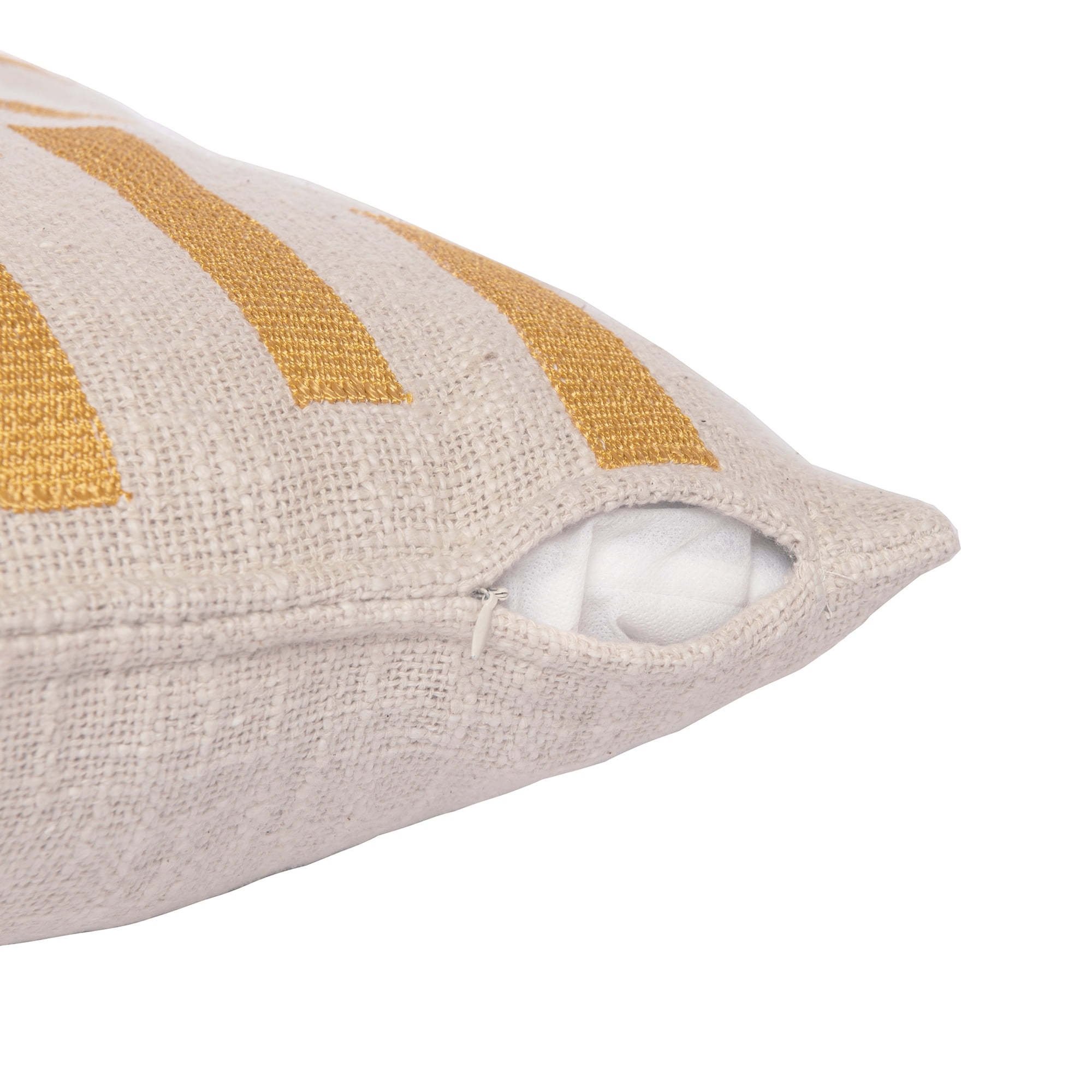 Ox Bay and Stacy Garcia 24" x 24" Yellow/Ivory Geometric Embroidered Cotton Blend Adult Decorative Throw Pillow Cover