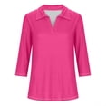 thumbnail image 4 of Birdeem Blouses pour Femmes T-Shirt Assorti Col en V Col Rabattu Manches 3/4, 4 of 9