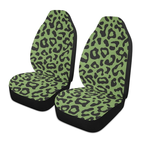 Green Leopard Print Pattern Car Seat Covers Front Seats Universal Fit for Sedan SUV Truck Van