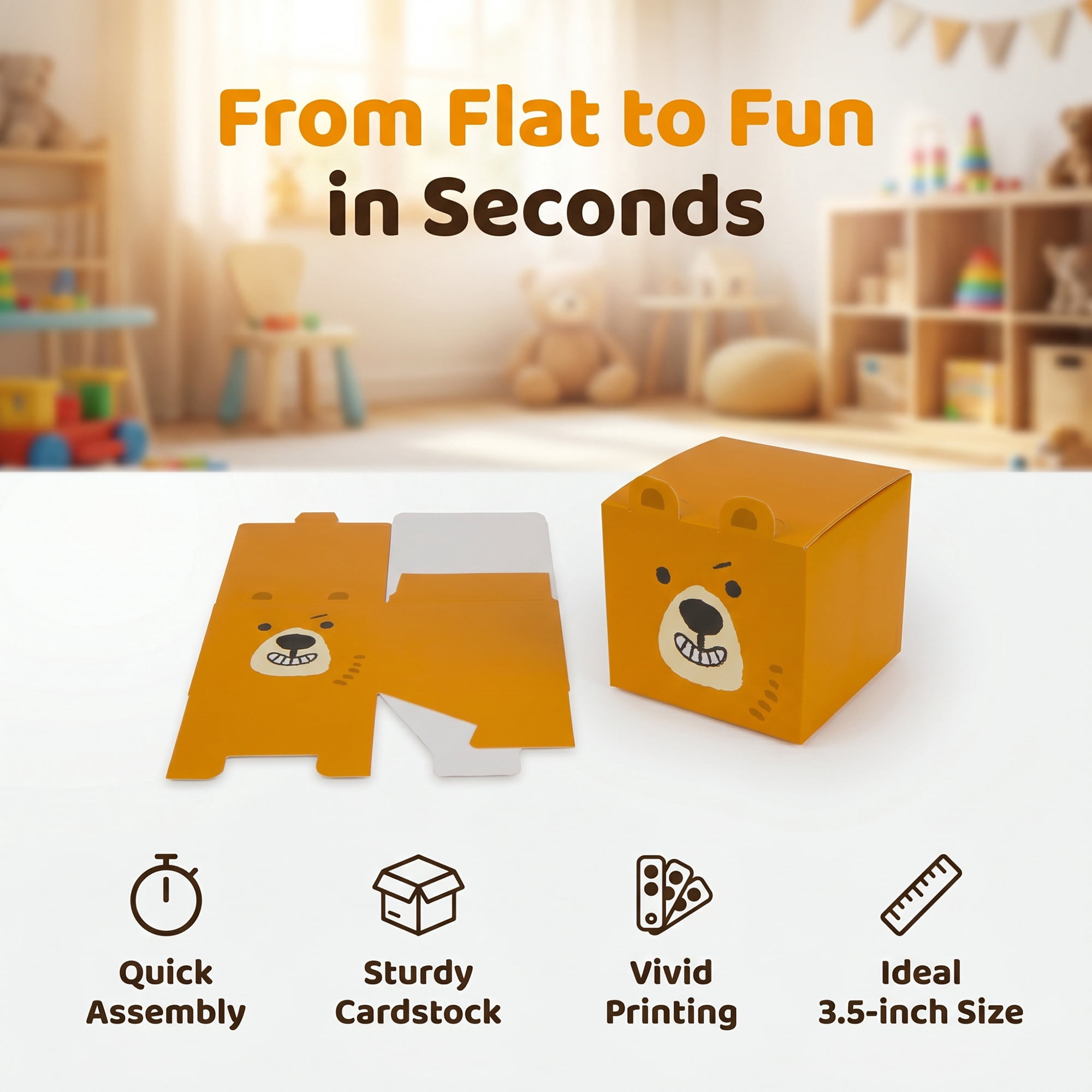 Unique Bargains 10Pcs Flat Packed Folding Animal Shapes Gift Boxes Brown 3.5"x3.5"x3.5"