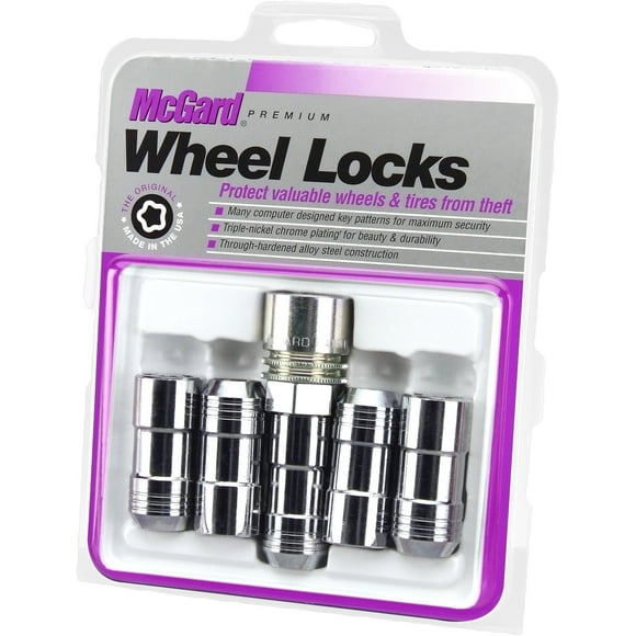 McGard 24510 Cone Seat Wheel Locks (M14 x 1.5 Thread Size), Chrome, 5 Locks / 1 Key