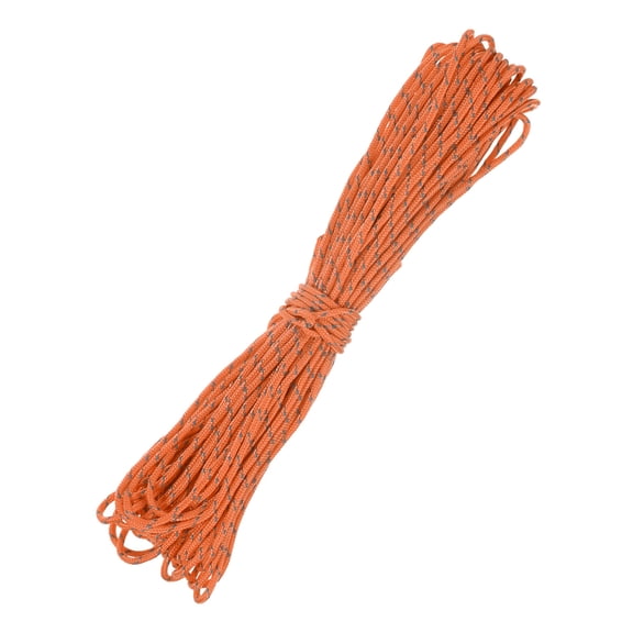 Uxcell 2 MM 66FT Reflective Guyline Camping Paracord [1PCS] - 3 Strand Cord for Camping Tents and Tarps [Orange]