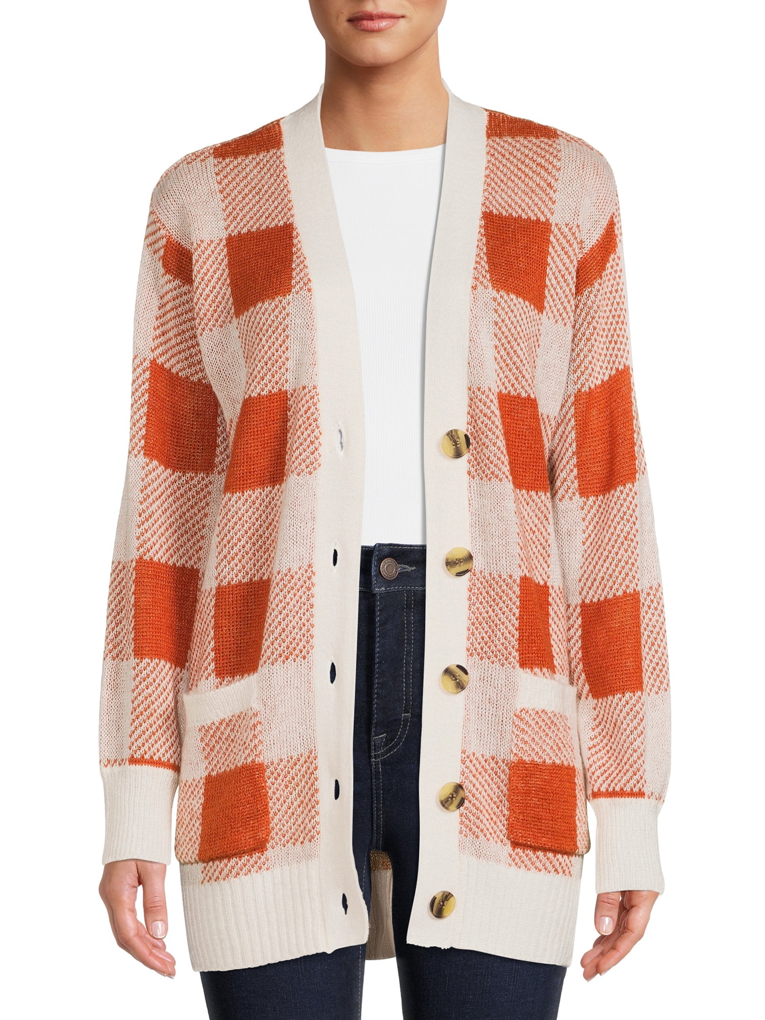 Plaid Cardigan Sweater - Walmart 