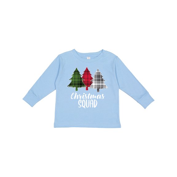 Inktastic Christmas Squad with Plaid Trees Boys or Girls Long Sleeve Toddler T-Shirt