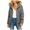 Gray, variant on Denim Jacket for Women Hooded Cotton-padded Jacket Zippered Pocket Solid Color Long Sleeve Parkas,Womens Coats Plus Size Gray XXXL