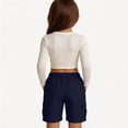 thumbnail image 5 of Grblisyd Girls Cargo Shorts Drawstring High Waisted Wide Leg Solid Color Bermuda Short Casual Hiking Pants with Pockets Kids, 5 of 6