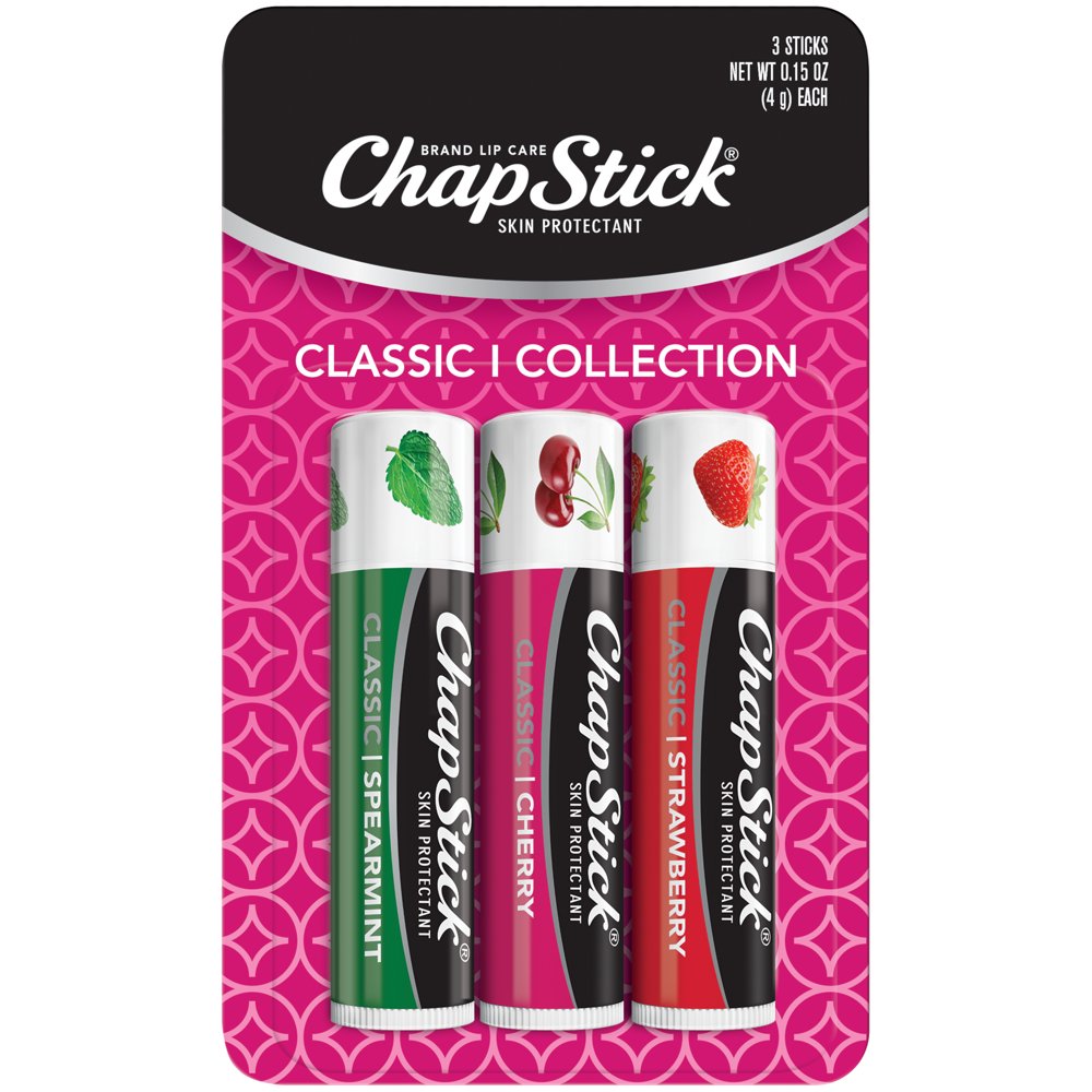 ChapStick Classic Variety (1 Carded Pack of 3 Sticks) Cherry, Spearmint