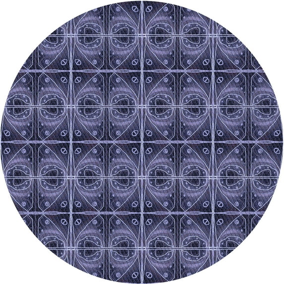 Ahgly Company Indoor Round Patterned Periwinkle Purple Area Rugs, 7' Round