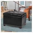 thumbnail image 4 of Leather Storage Ottoman, 24" Rectangle Tufted Foot Rest Stool, for Living Room Bedroom, Midnight Black, 4 of 8