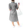 thumbnail image 4 of JBXKXYW Sundresses for Women 2024 Women Casual Stripe Printed High Low Short Sleeve Shirt Dress Women's Striped Dress Short Sleeved Dress Summer Dresses Sundress (Black,M), 4 of 4