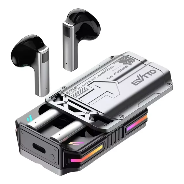 Ewtto audicularer bluetooth 5.3 auriculares inalambricos gamer Sonido Hifi RGB Cubierta deslizante de metal IPX4impermeable audifonos con cancelacion ruido Batería larga duración baja latencia Tipo-C